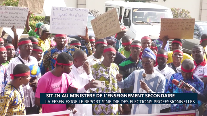 Sit-In au ministère de l’Enseignement secondaire : La FESEN exige le report sine die des élections professionnelles